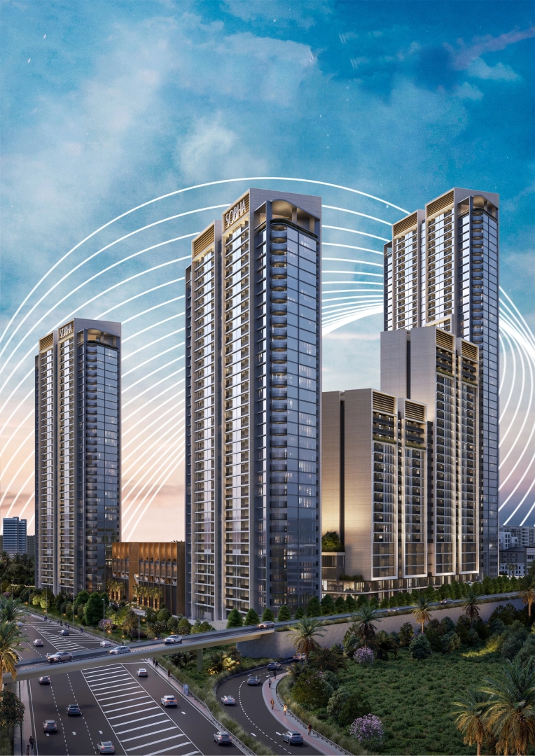 Aerial view of Sobha Oris, a luxurious off-plan project in Duba